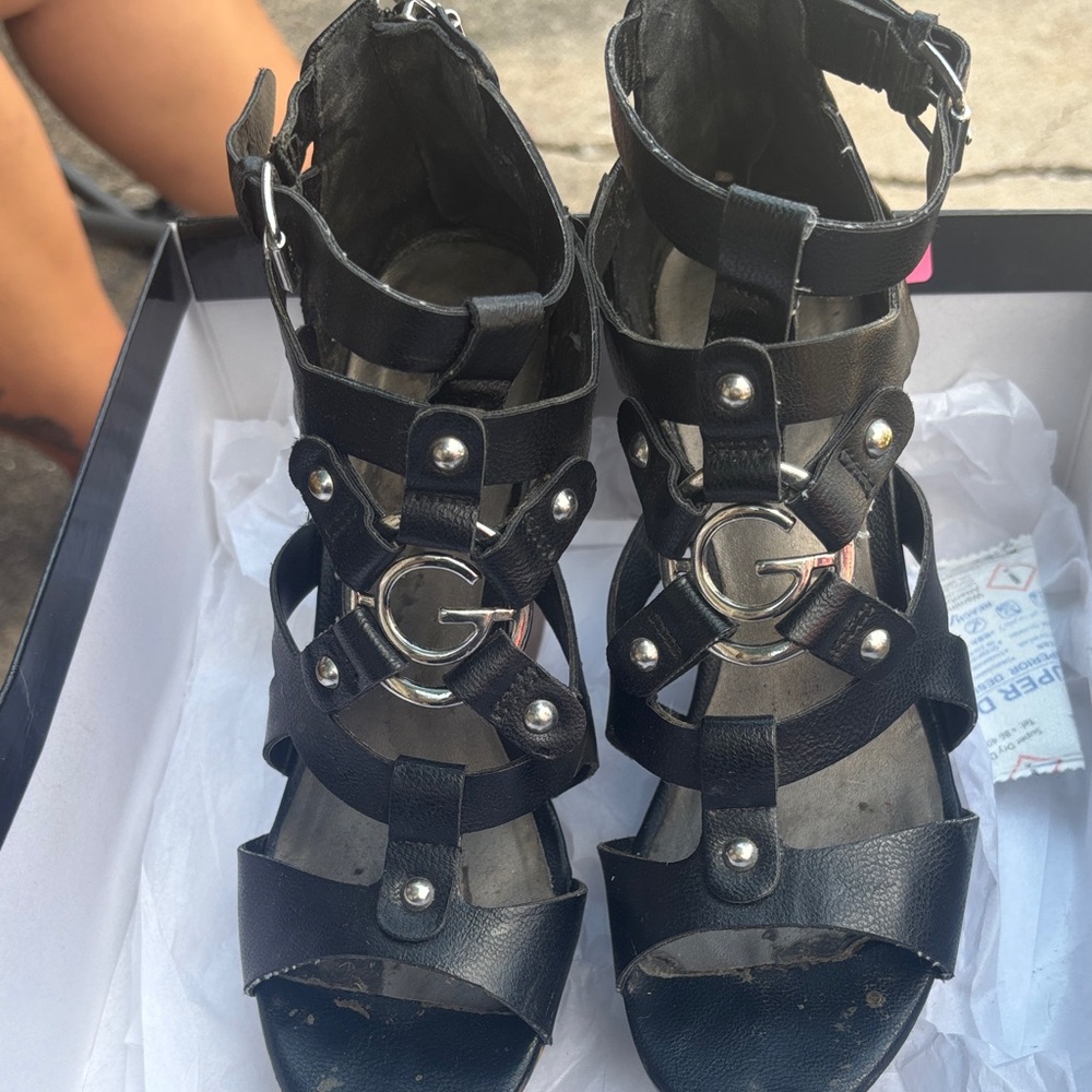 G by Guess Black Gladiator Sandals